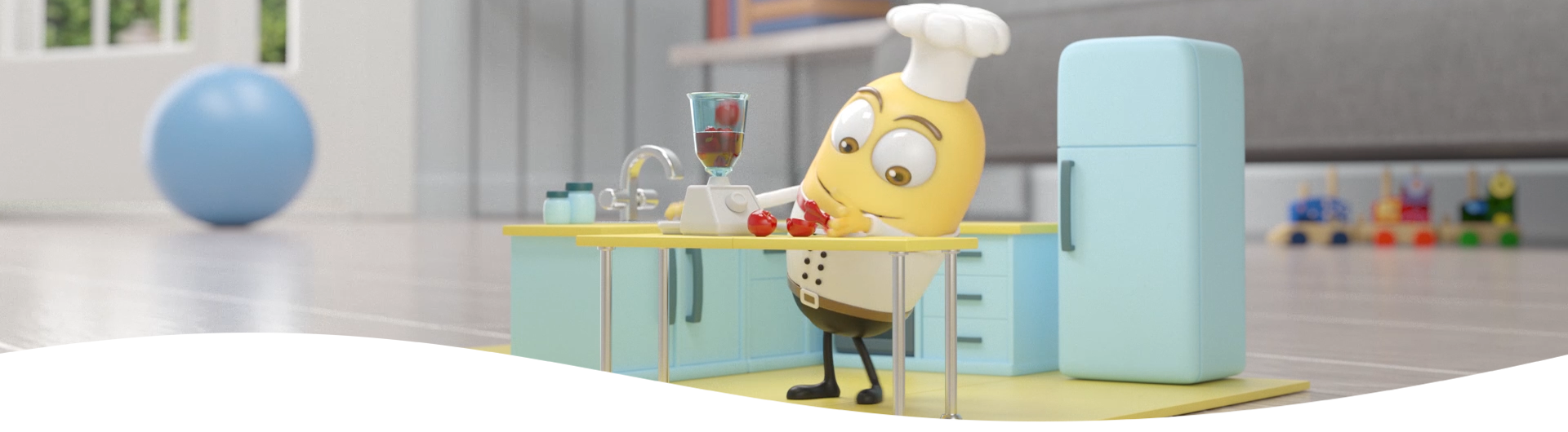 Becutan Kids Vits homepage slide showing ТОМИ  overview